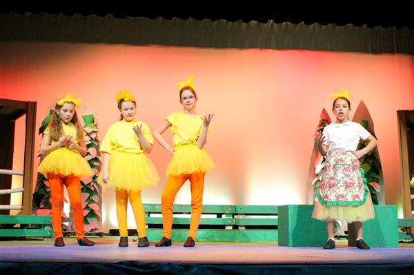 Students performing Honk Jr. at Mill Creek Elementary